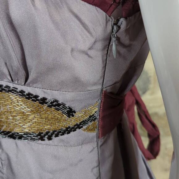 Twelve Dress Woman's Small Silk Beaded Gray Party Steampunk Gothic Formal - Picture 7 of 16